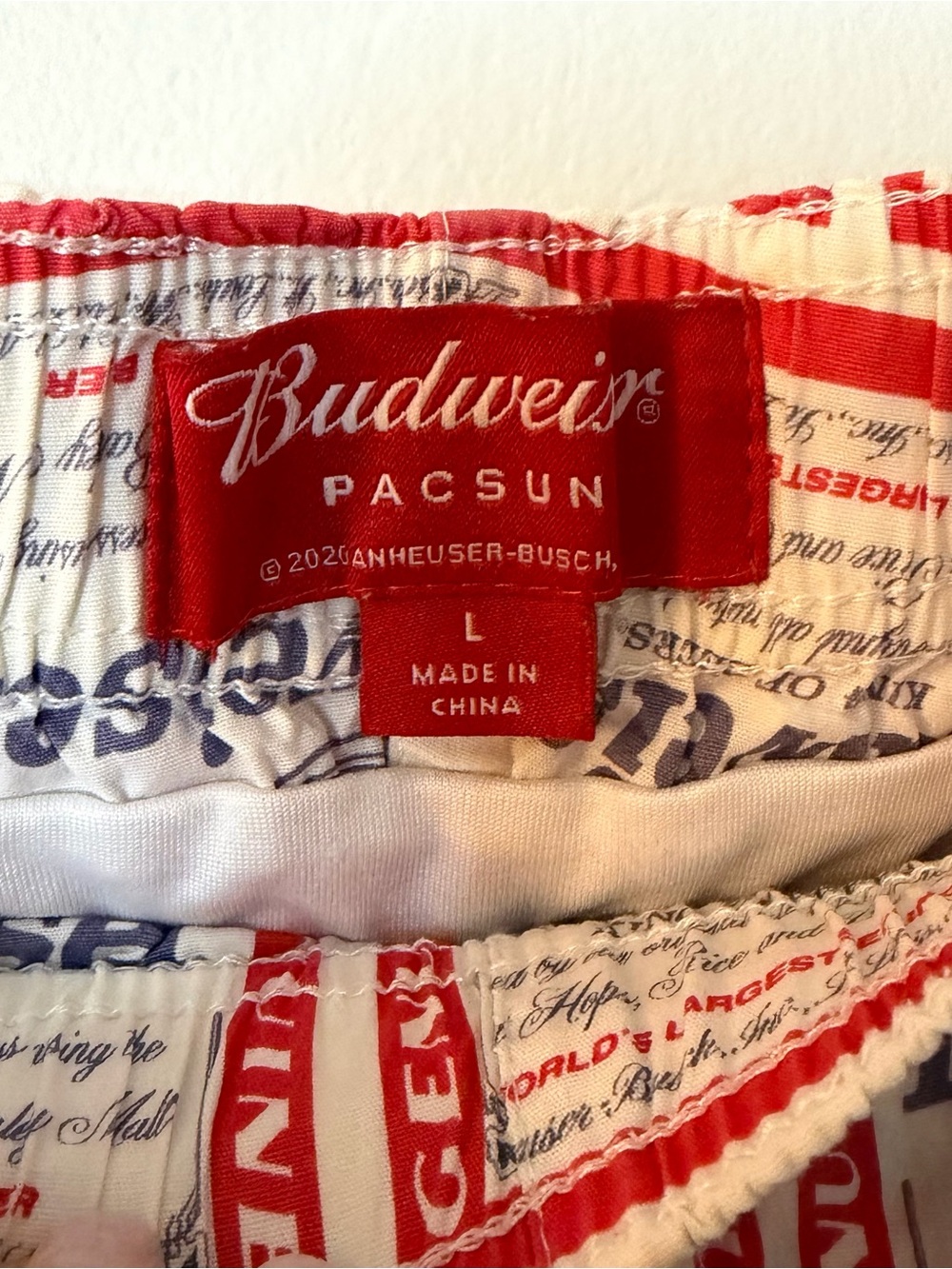 Budweiser X Pacsun Logo Print Swim Shorts size Large - Picture 7 of 7